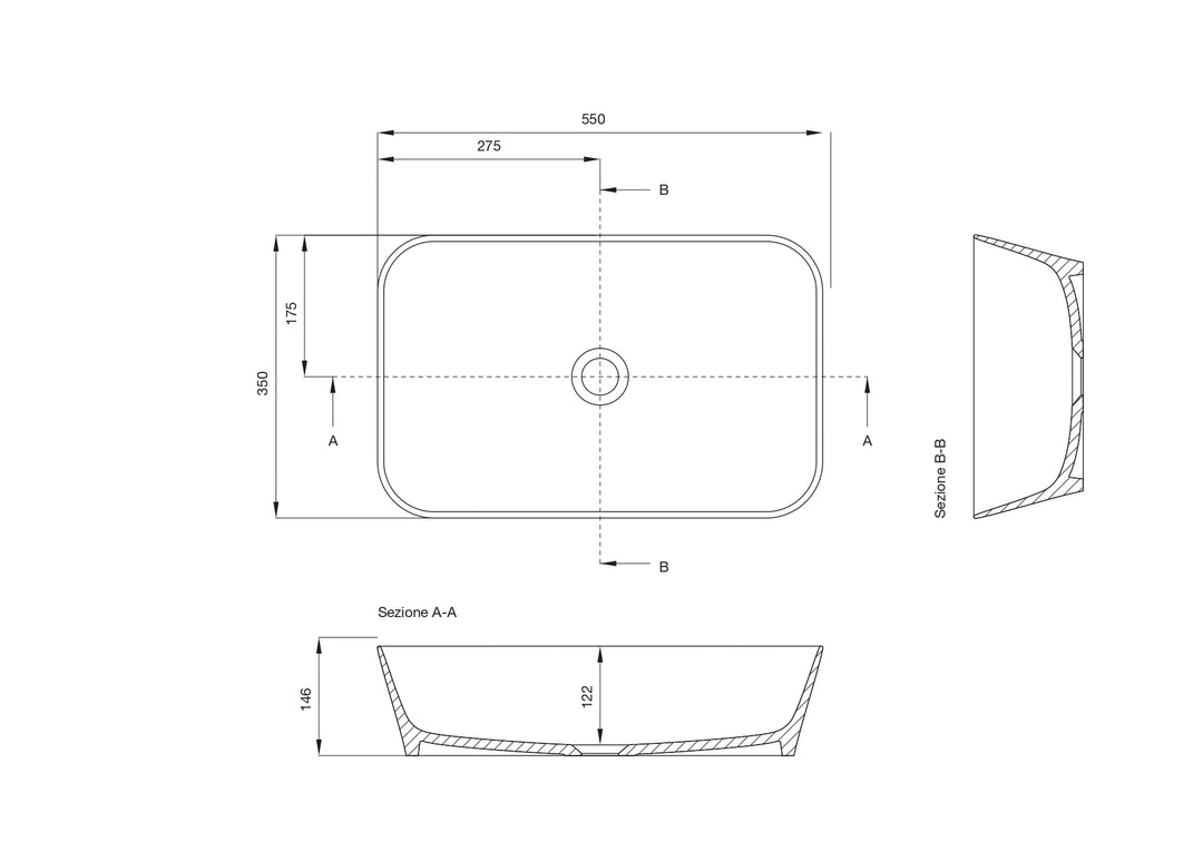 DUBLINO 3 white countertop washbasin 55 x 35