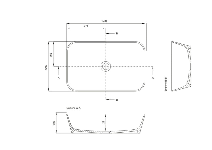 DUBLINO 3 white countertop washbasin 55 x 35