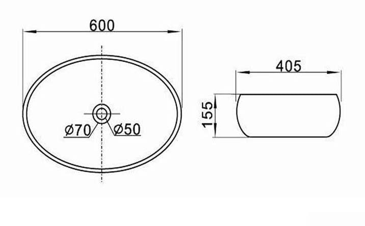 OSLO countertop washbasin 60 cm