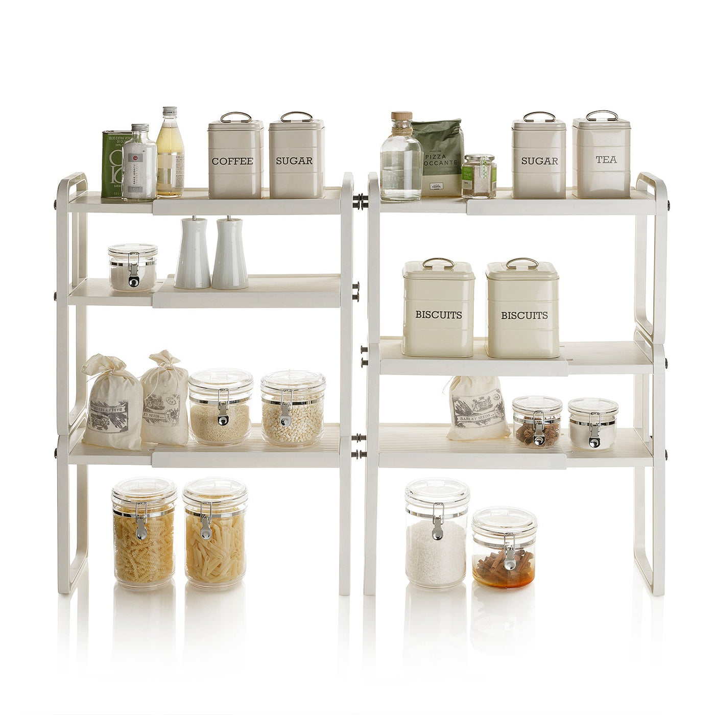 Organizzatore 2 ripiani per scaffali YURT bianco