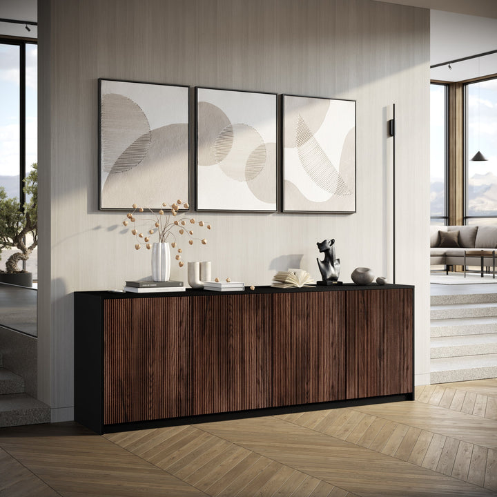 LULLABY 4-door buffet black/oak rio