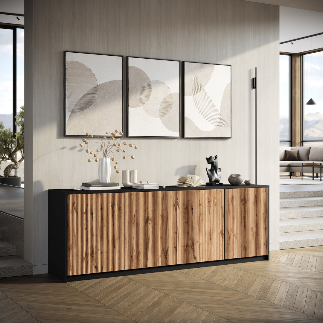 LULLABY 4-door buffet black/oak