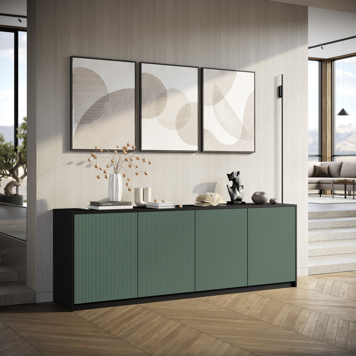 Buffet 4 ante LULLABY nero/verde salvia