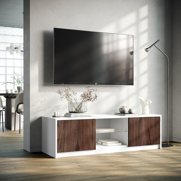 Porta TV LULLABY bianco/rovere rio