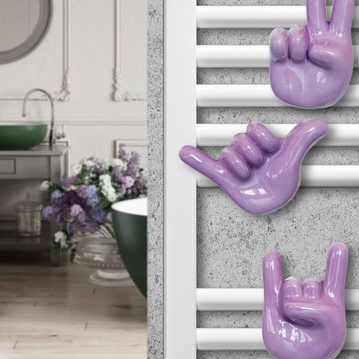 Set of hangers for radiator and towel warmer FUNNY 2 purple