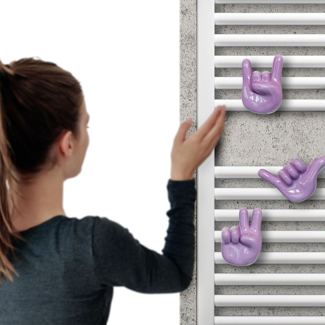 Set of hangers for radiator and towel warmer FUNNY 2 purple