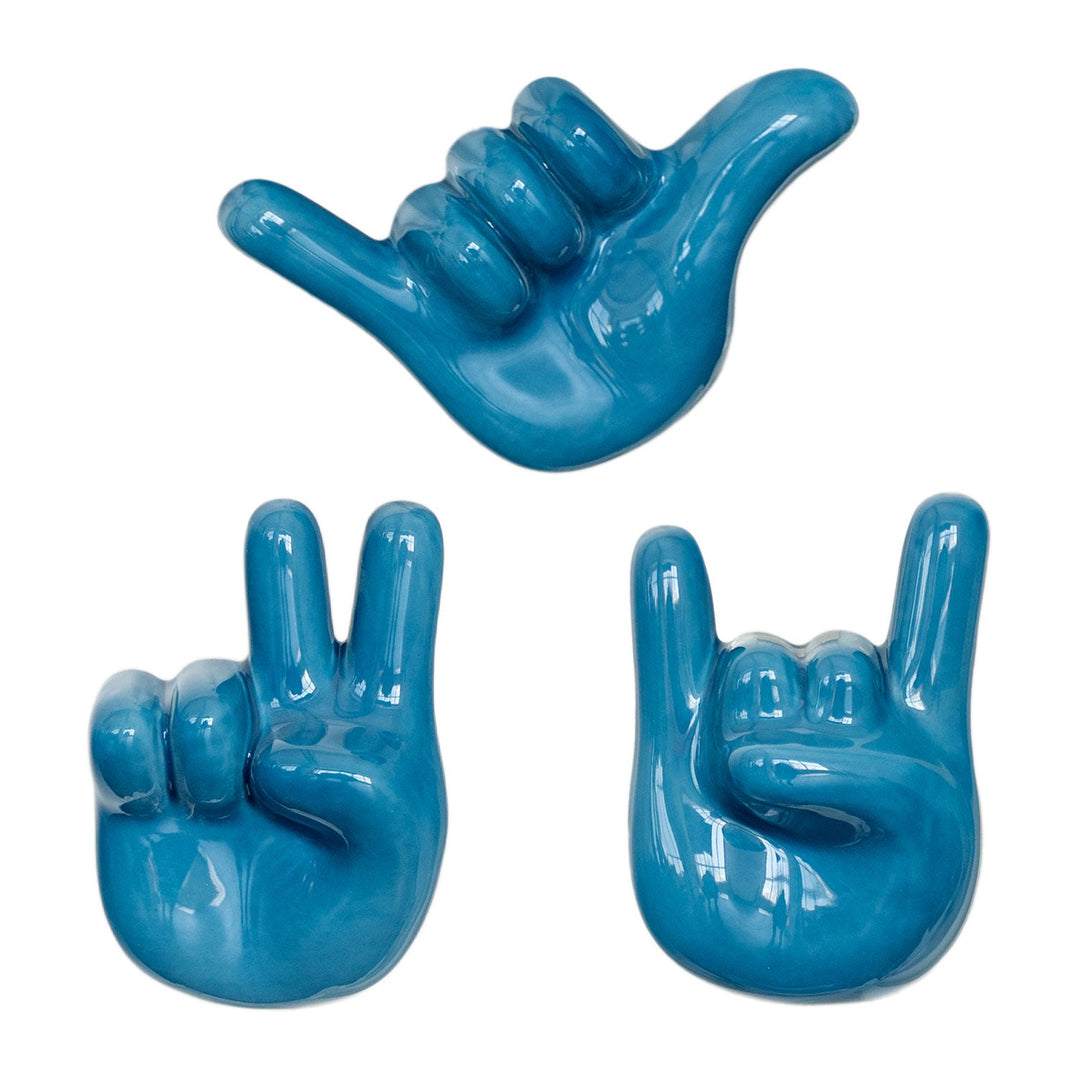 FUNNY 2 blaues Handtuchwärmer- und Heizkörperhalter-Set