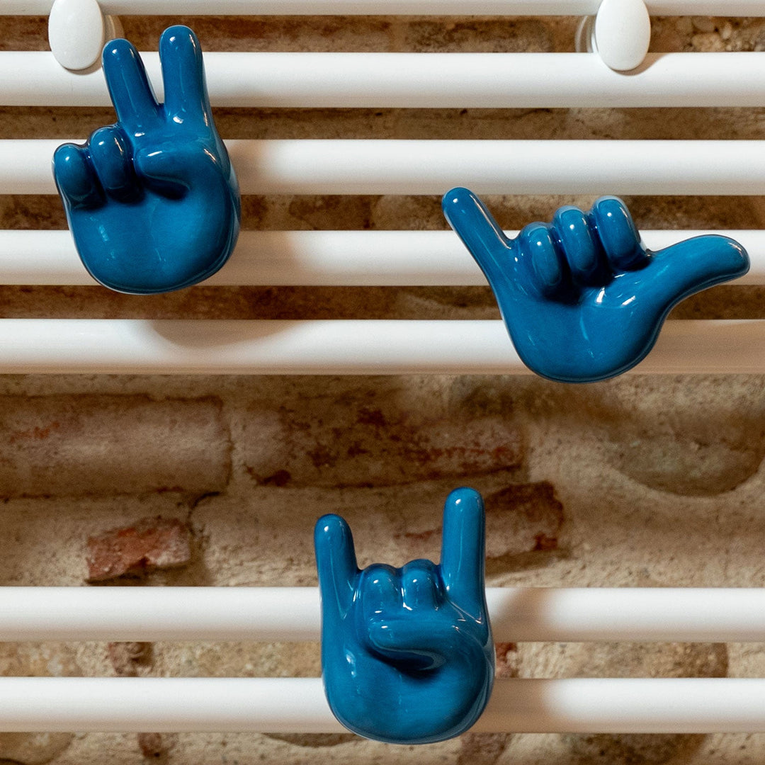 FUNNY 2 blue towel warmer and radiator hanger set