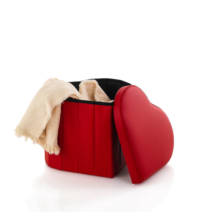 Pouf con contenitore CUORE rosso