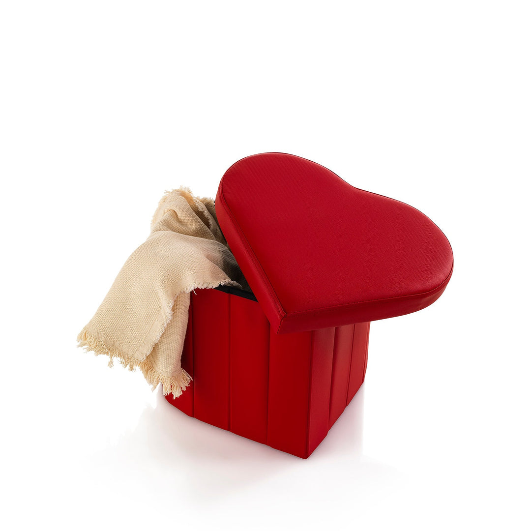 Pouf con contenitore CUORE rosso