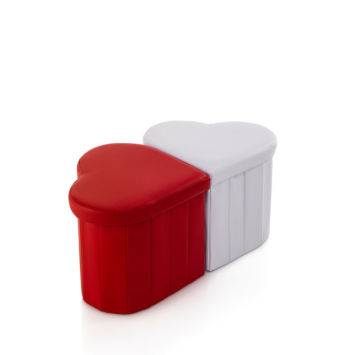 Pouf con contenitore CUORE rosso