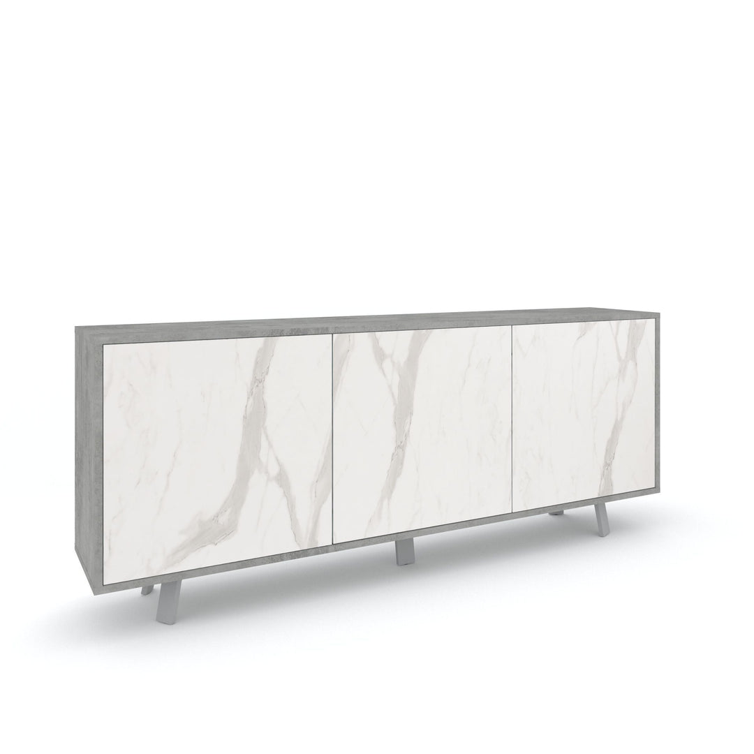 3-door buffet VILINUS cement/calacatta marble