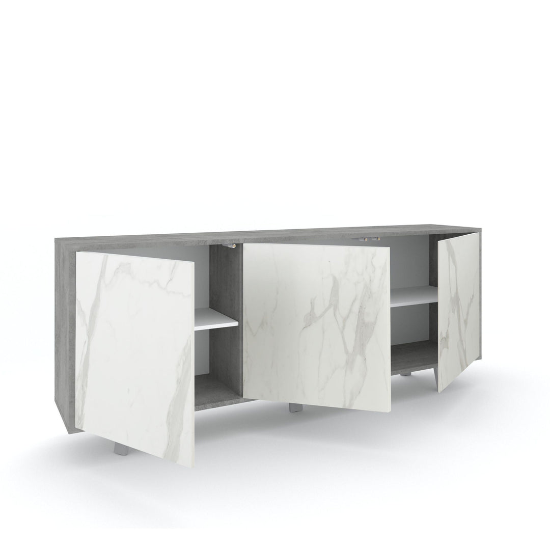 3-door buffet VILINUS cement/calacatta marble