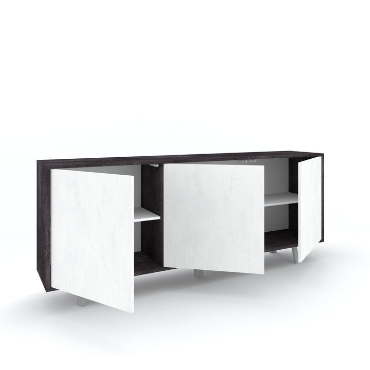 3-door buffet VILINUS black stone/white stone