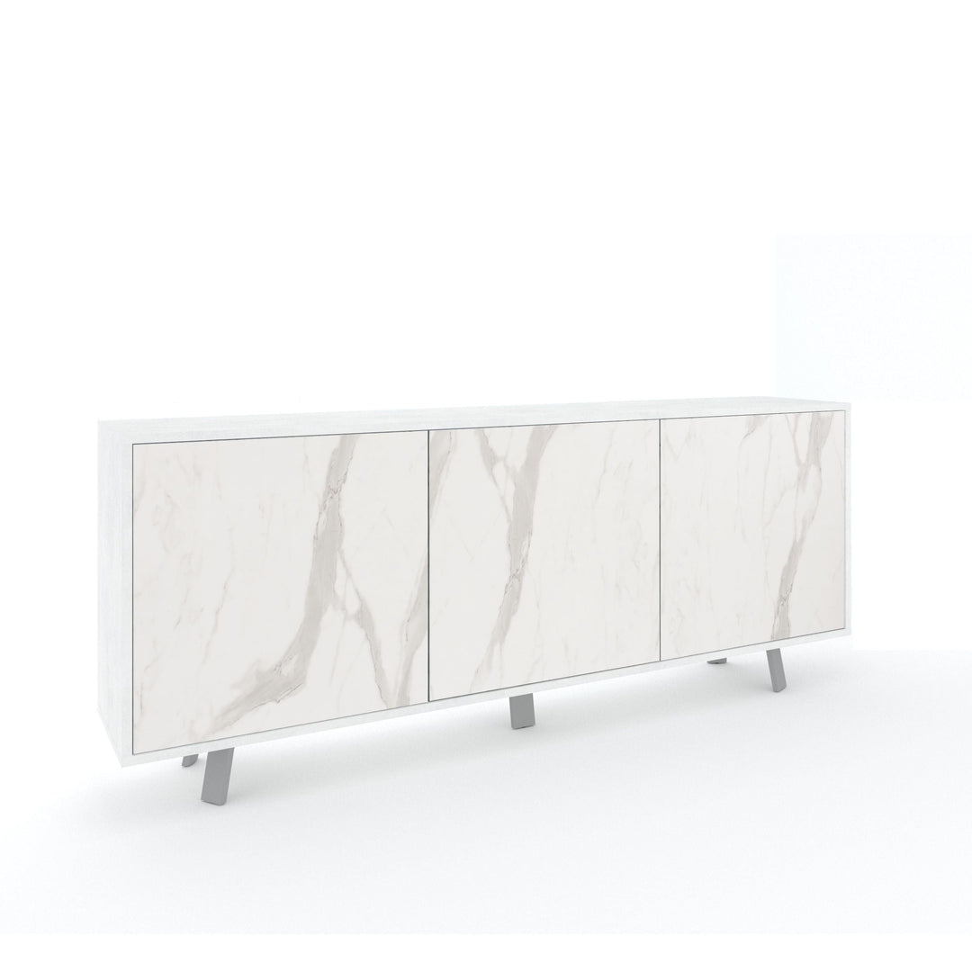 3-door buffet VILINUS white stone/calacatta marble