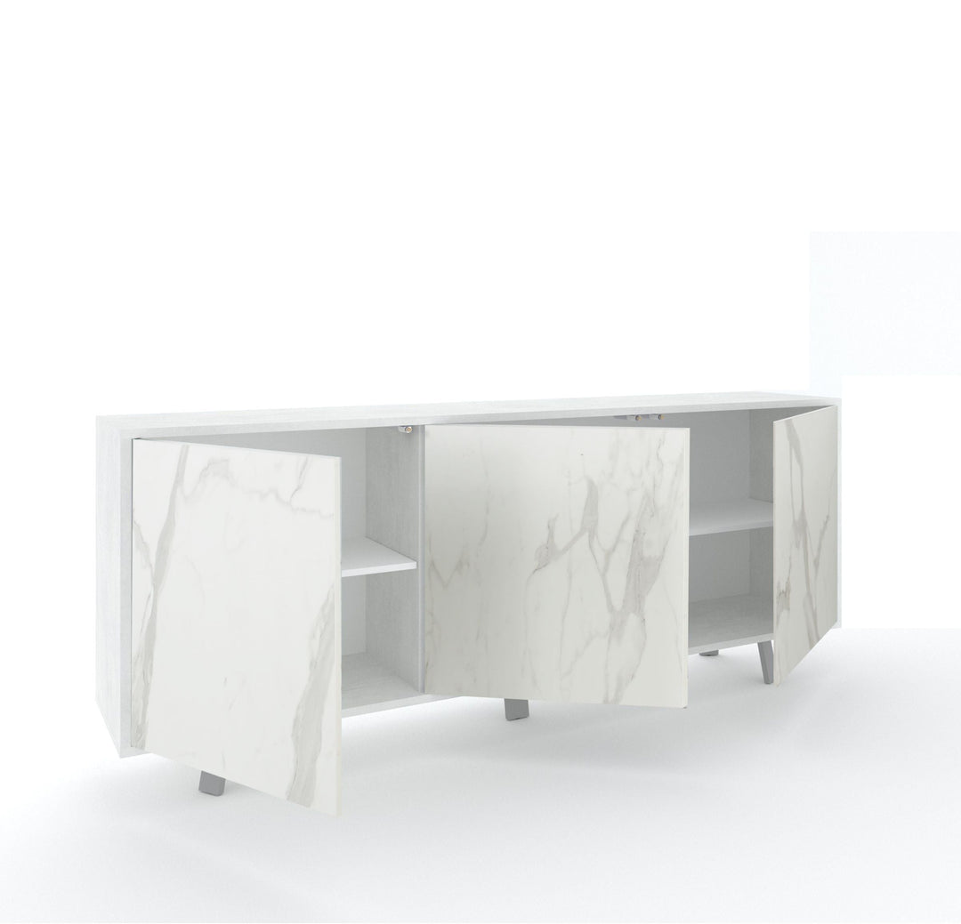 3-door buffet VILINUS white stone/calacatta marble