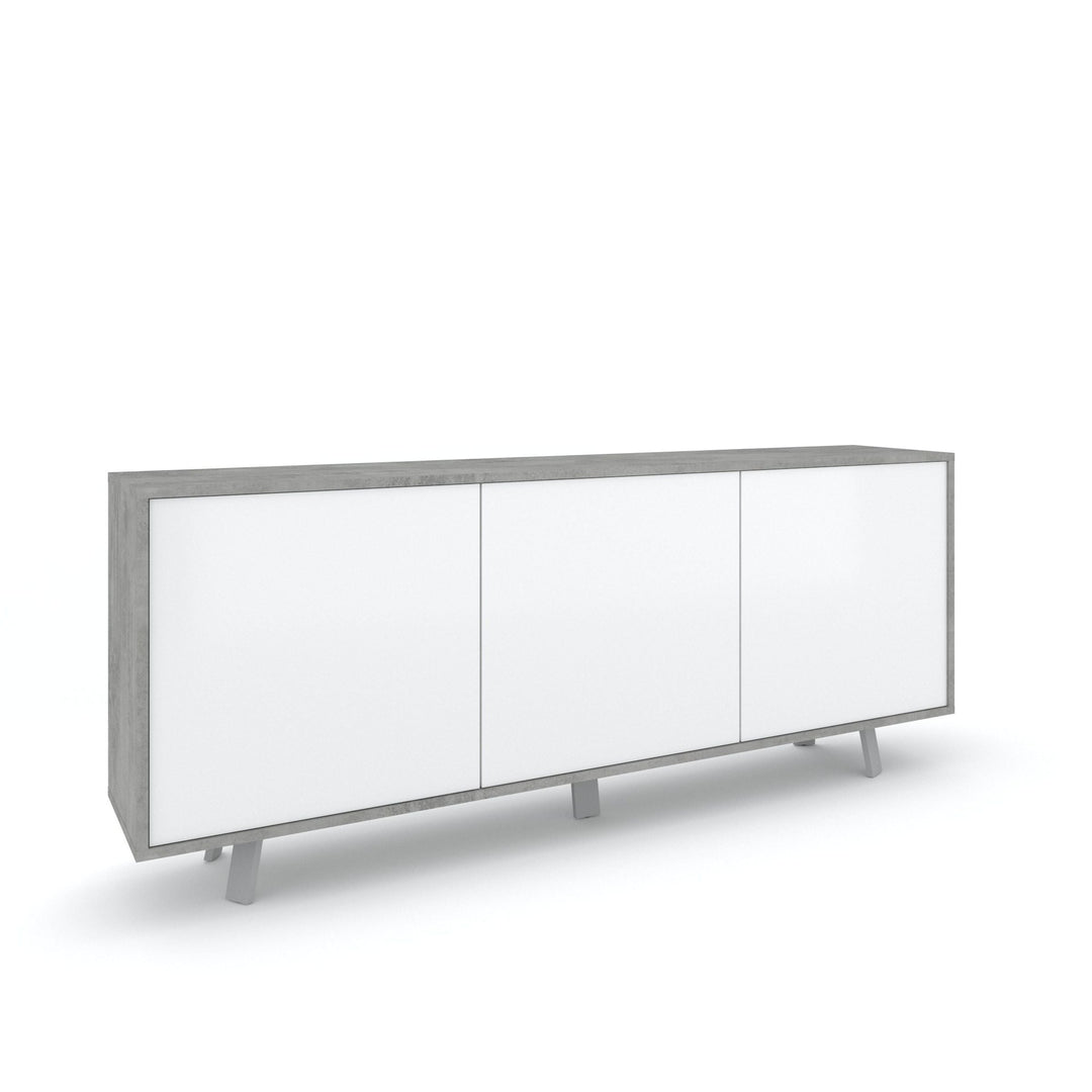 VILINUS 3-door buffet cement/gloss white