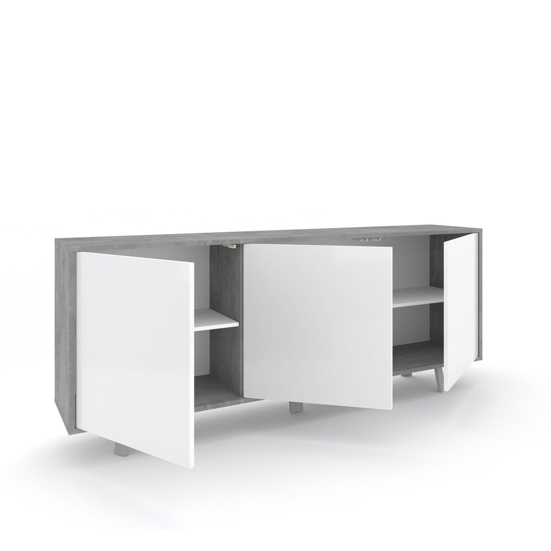 VILINUS 3-door buffet cement/gloss white