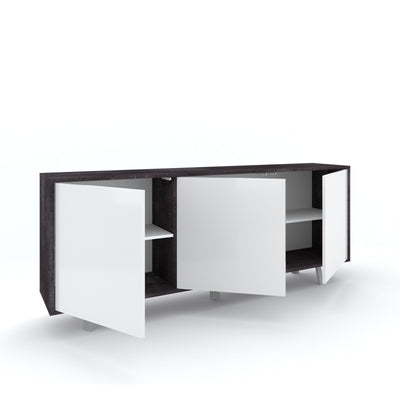 Buffet 3 ante VILINUS nero pietra/bianco lucido