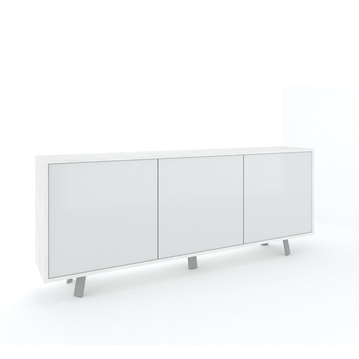 VILINUS 3-door buffet stone white/gloss white