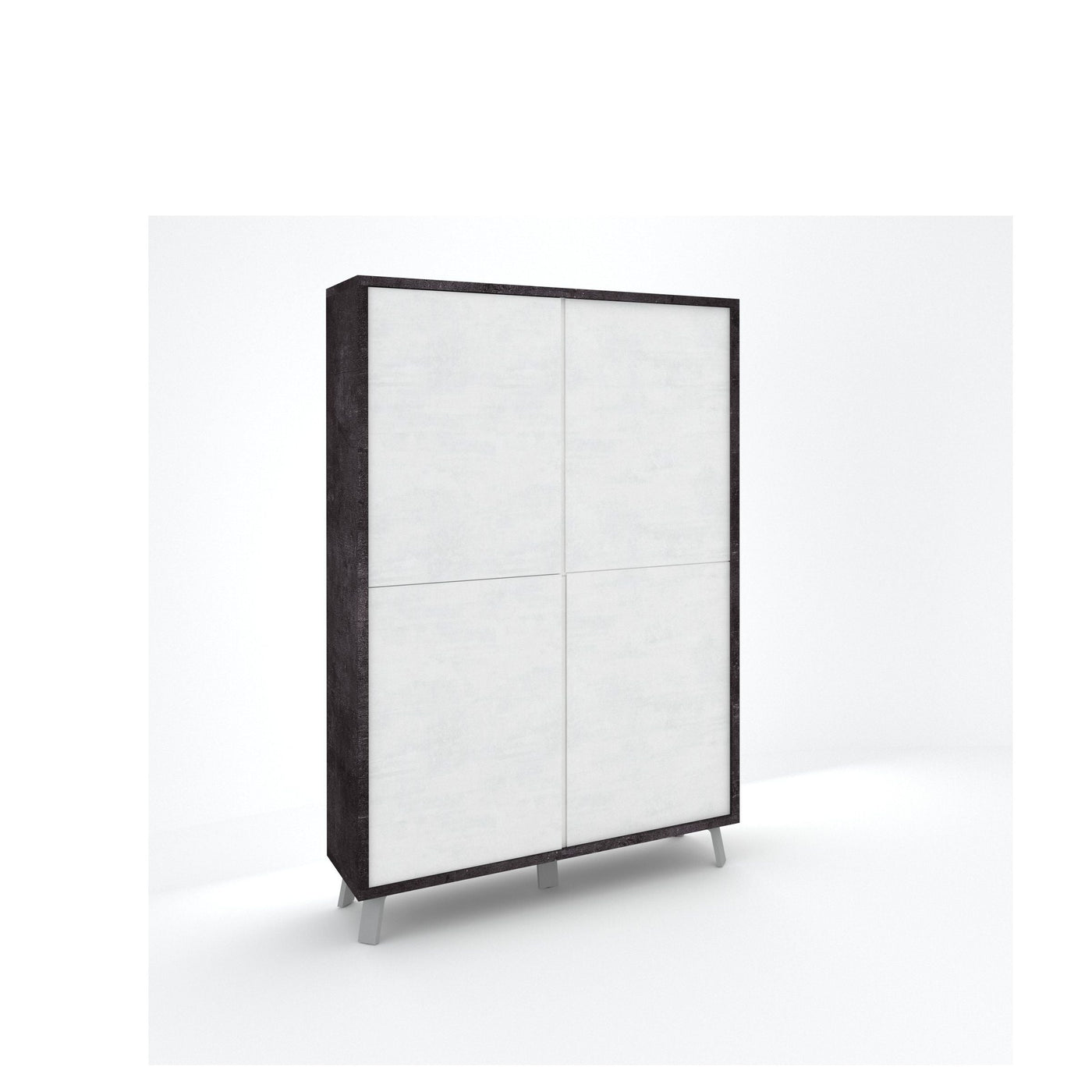 Credenza alta VILINUS nero pietra/bianco pietra