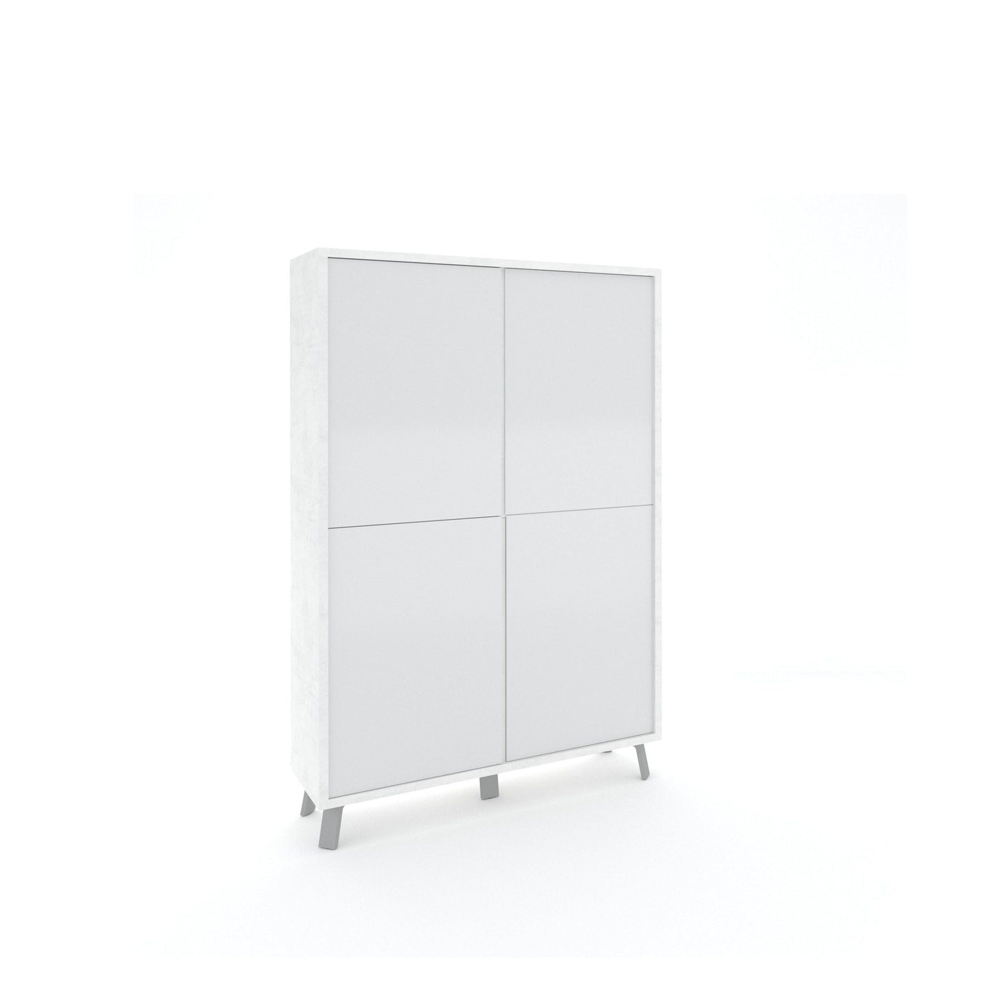 Credenza alta VILINUS bianco pietra/bianco lucido