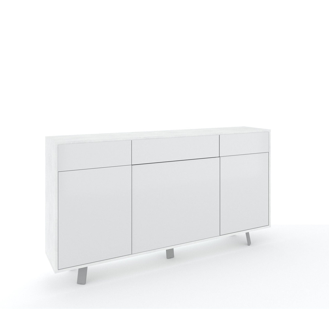 Credenza 3 ante/3 cassetti VILINUS bianco pietra/bianco lucido