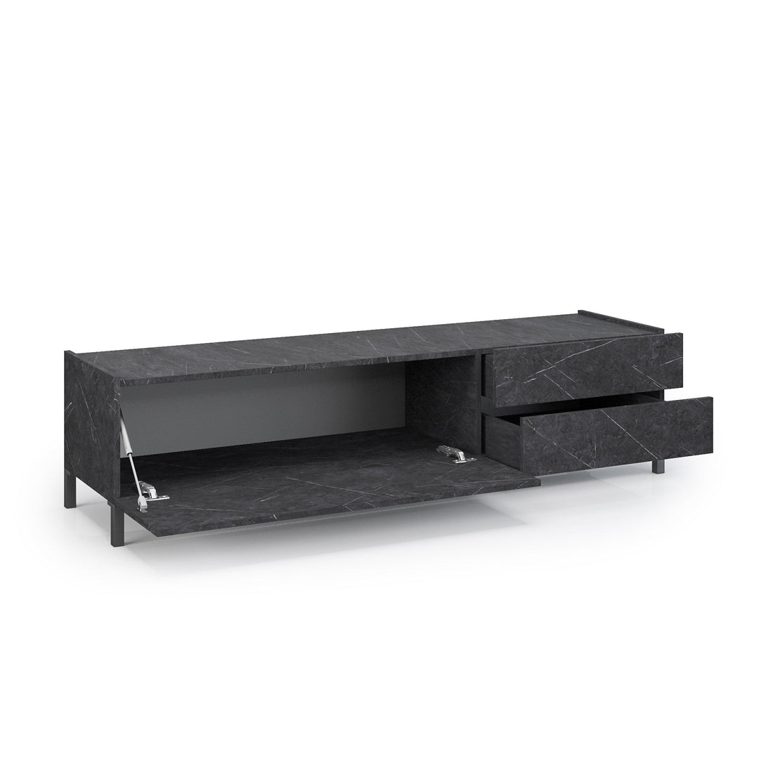 KENNETH black marble TV stand