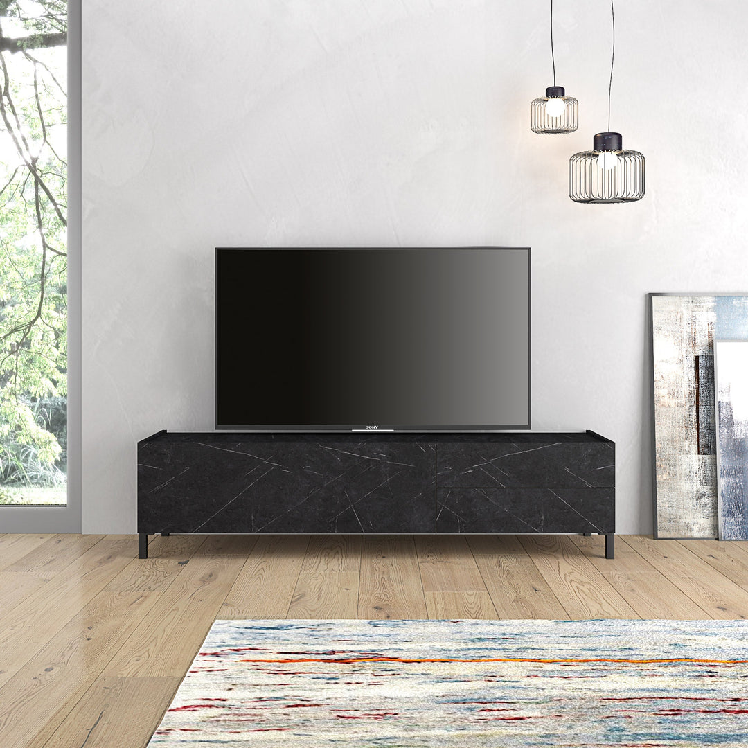 KENNETH black marble TV stand