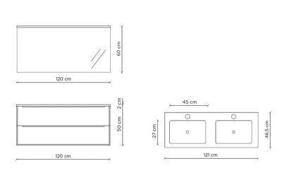 Double bathtub composition 3 pieces MALMO oxide