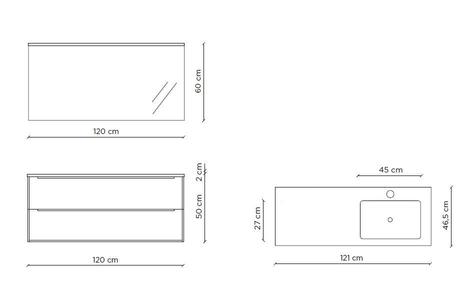 Right bathtub composition 3 pieces MALMO oxide