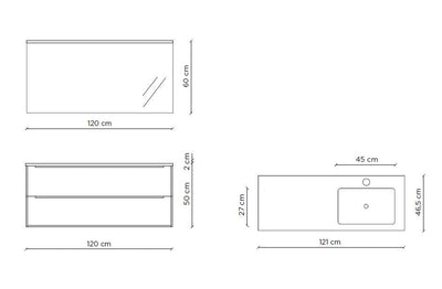 Right bathtub composition 3 pieces MALMO oxide