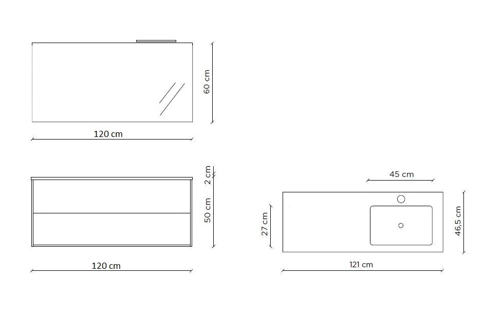 Composizione vasca DX 4 pezzi AGO quercia