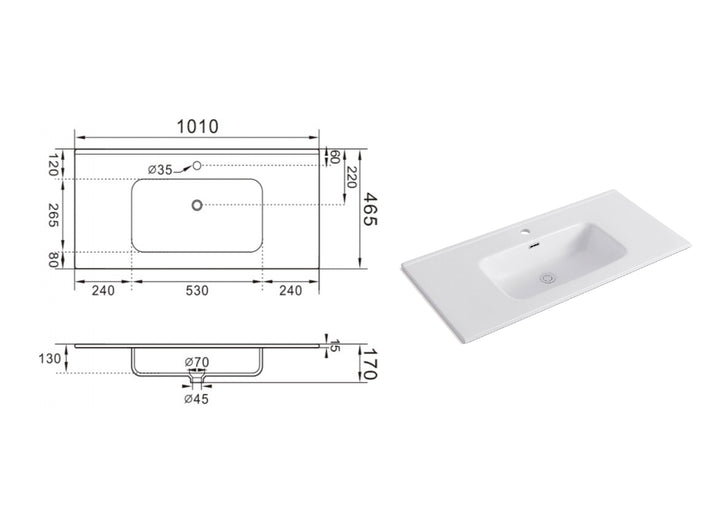 Built-in washbasin ABONDIO 2 100 cm