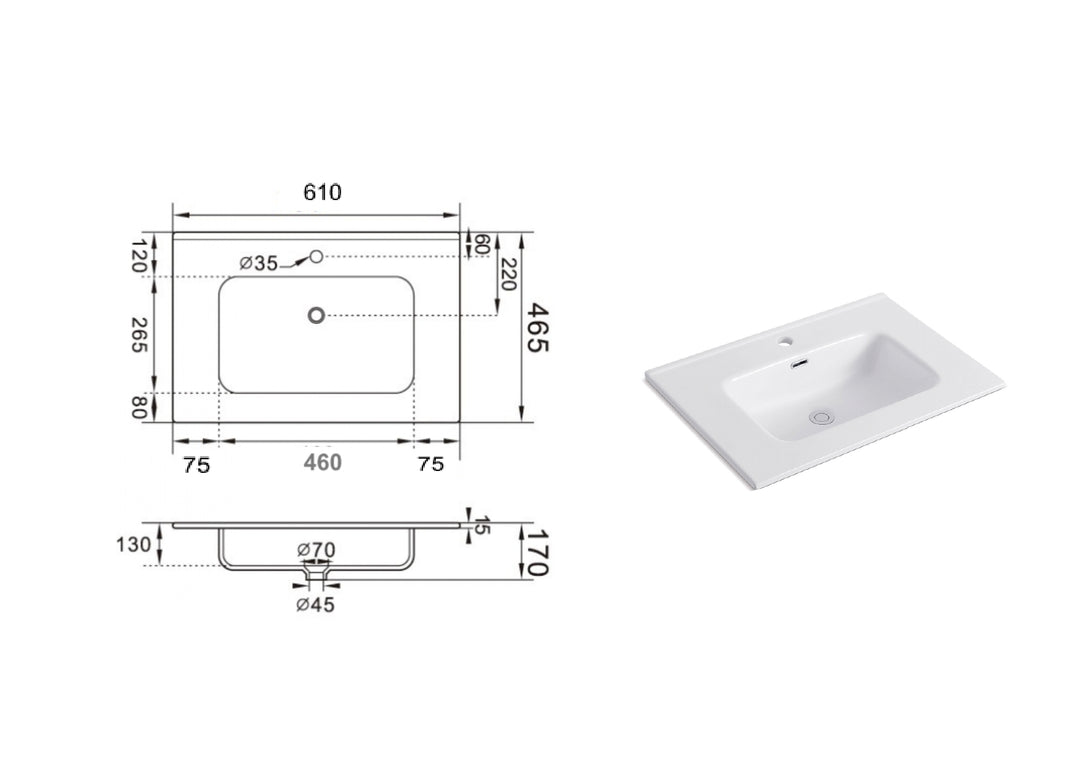 FABRIS 2 built-in washbasin 60 cm