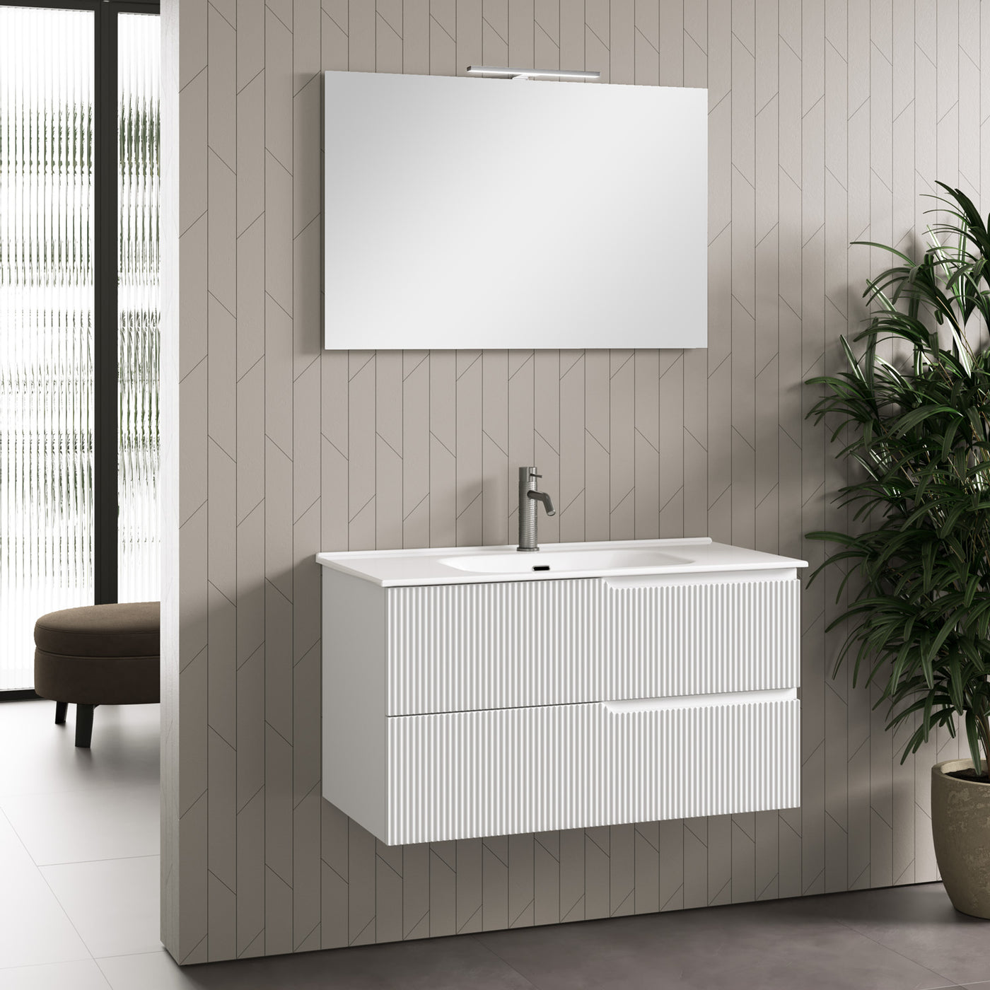 Composizione mobile bagno PERTH 19 bianco opaco 100 cm, TFT