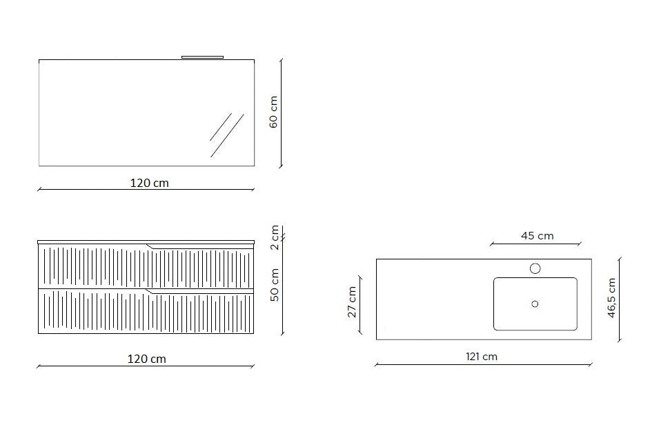 RH bathtub composition 4 pieces ZIP matt grey