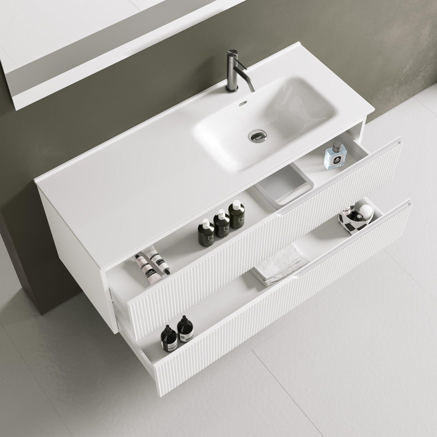 4-piece right bathtub composition with matt white ZIP