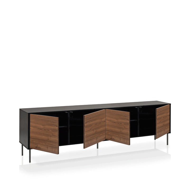 Sideboard 4 doors MILANO-S black/walnut