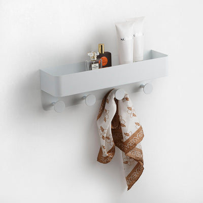 Shelf for objects with white LOU coat hanger