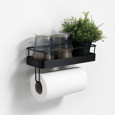 Shelf w/kitchen roll holder TOON black