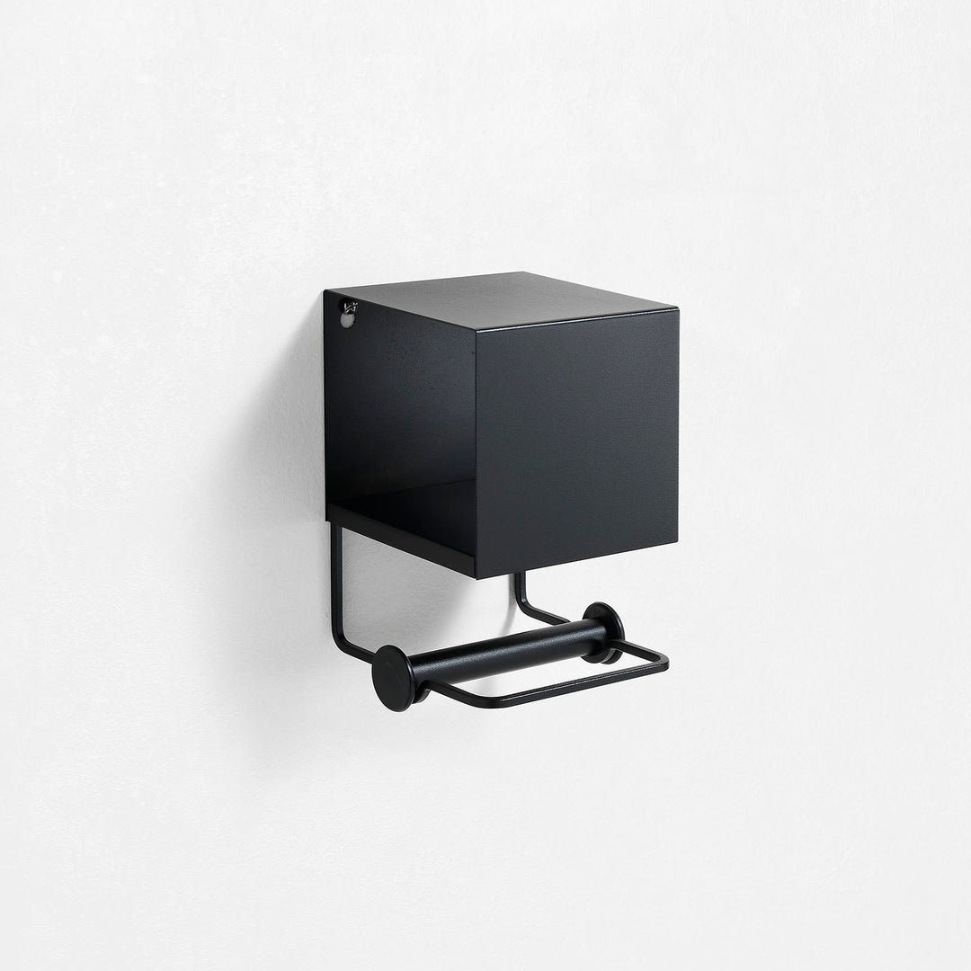 YINSI black roll holder with compartment and shelf