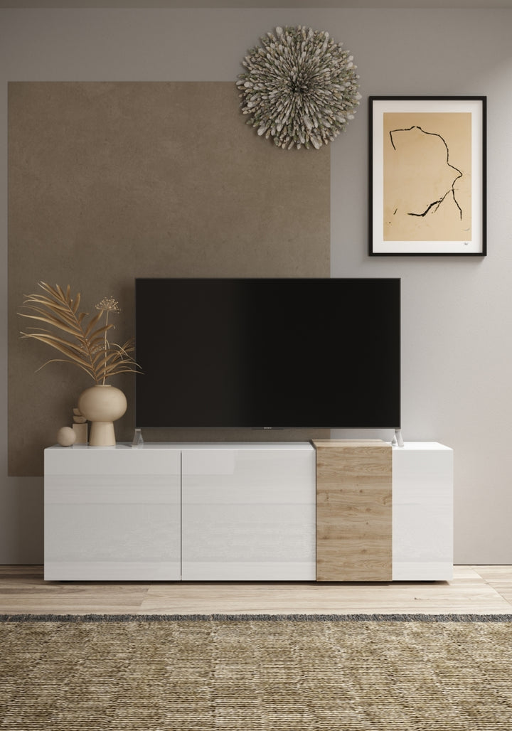 TV stand TAO white honey oak 180cm 3 doors