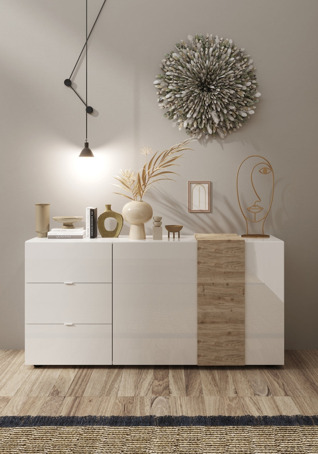 Buffet TAO white honey oak 180cm 2 doors