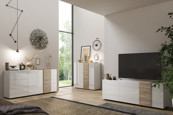 Buffet TAO bianco rovere miele 180cm 2 ante