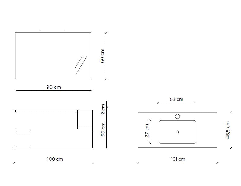 Composizione 4 pezzi ZANTE rovere miele 100 cm