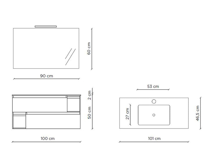 Composizione 4 pezzi ZANTE rovere miele 100 cm