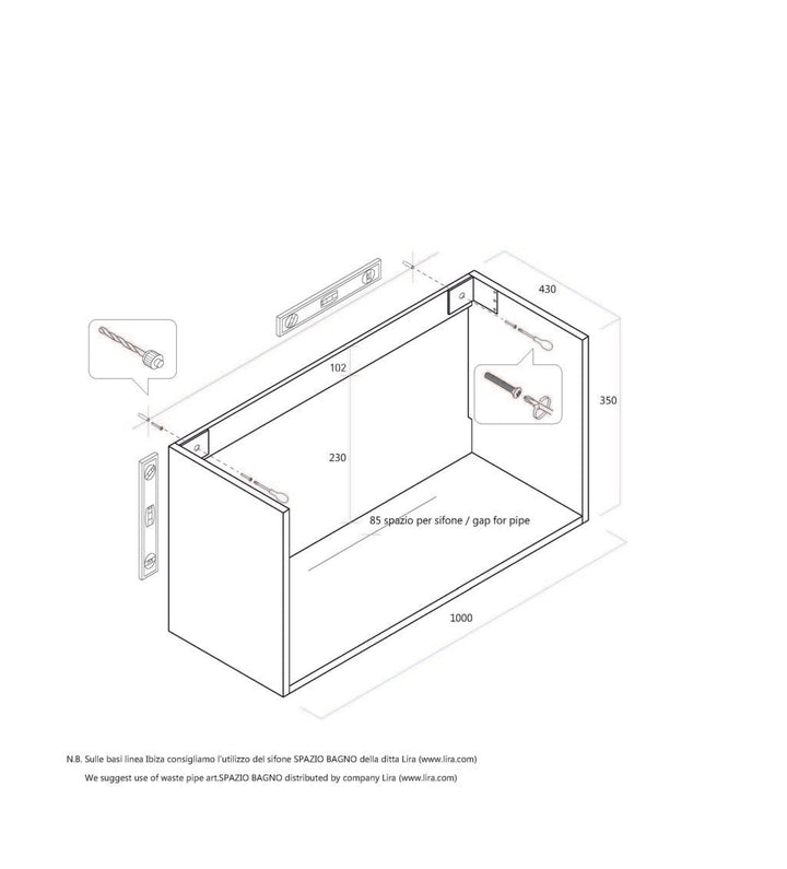 PERTH cement 1-drawer washbasin unit 100 cm