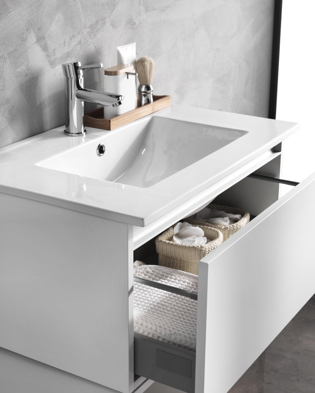 PERTH white 1-drawer washbasin unit 100 cm