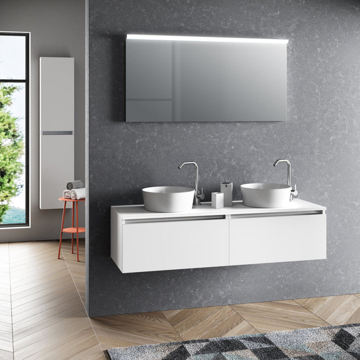 Composizione doppio lavabo 6 pezzi PERTH bianco